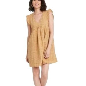 KNOX rose ginger tan flutter sleeve v neck short dress